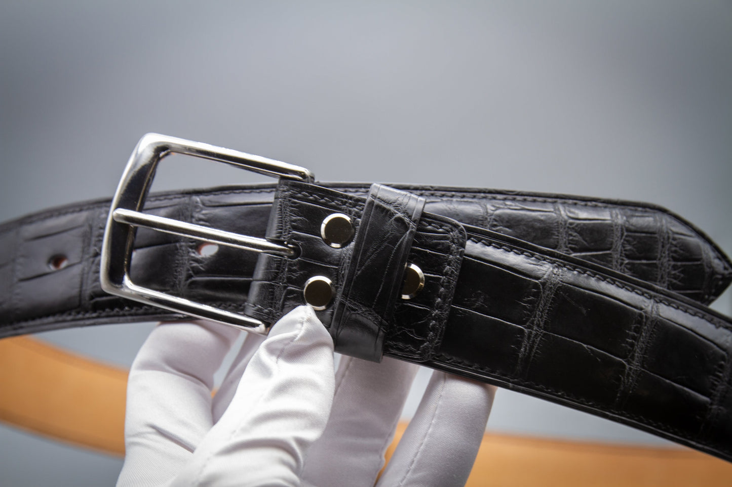 Alligator Leather Belt - Black
