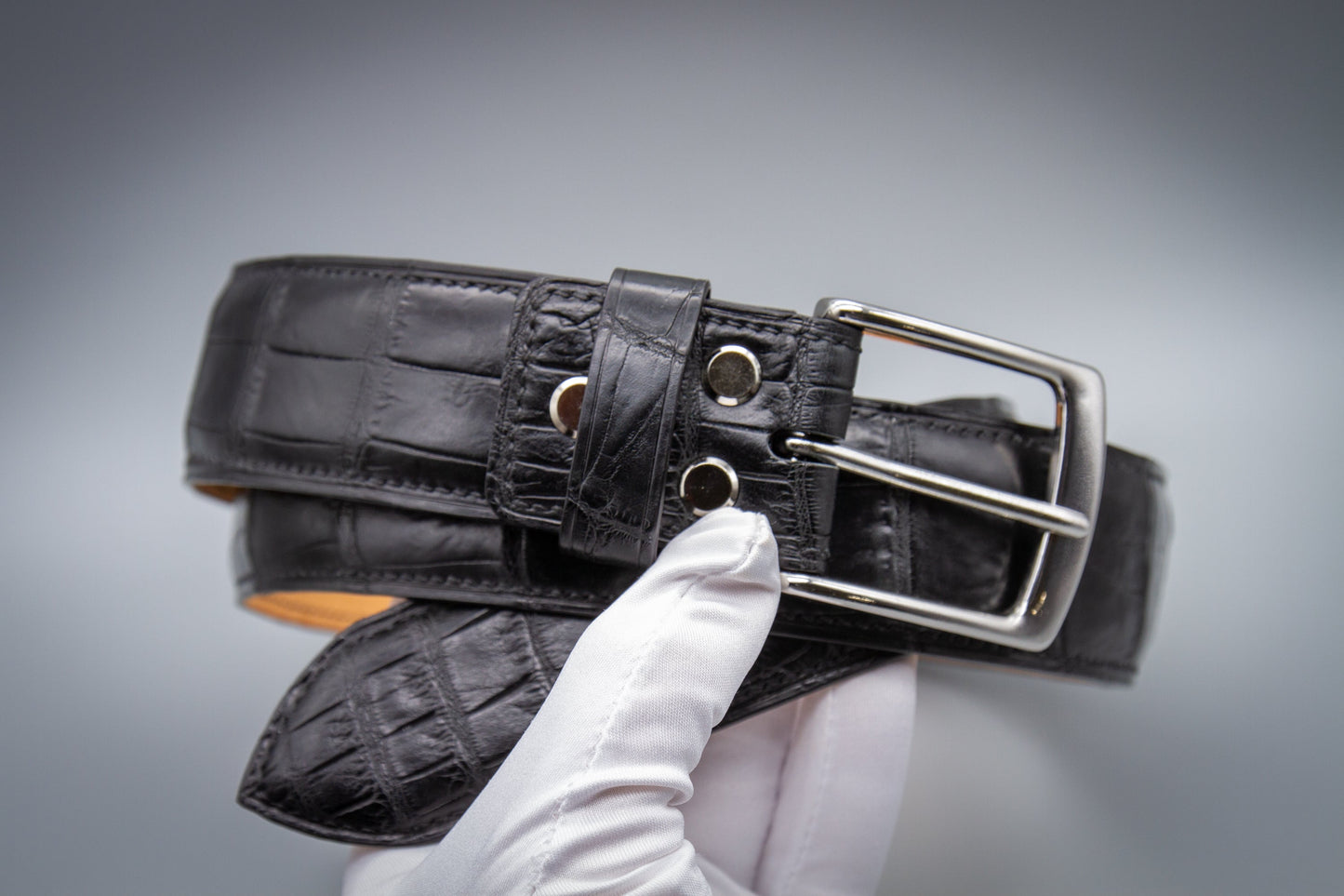 Alligator Leather Belt - Black