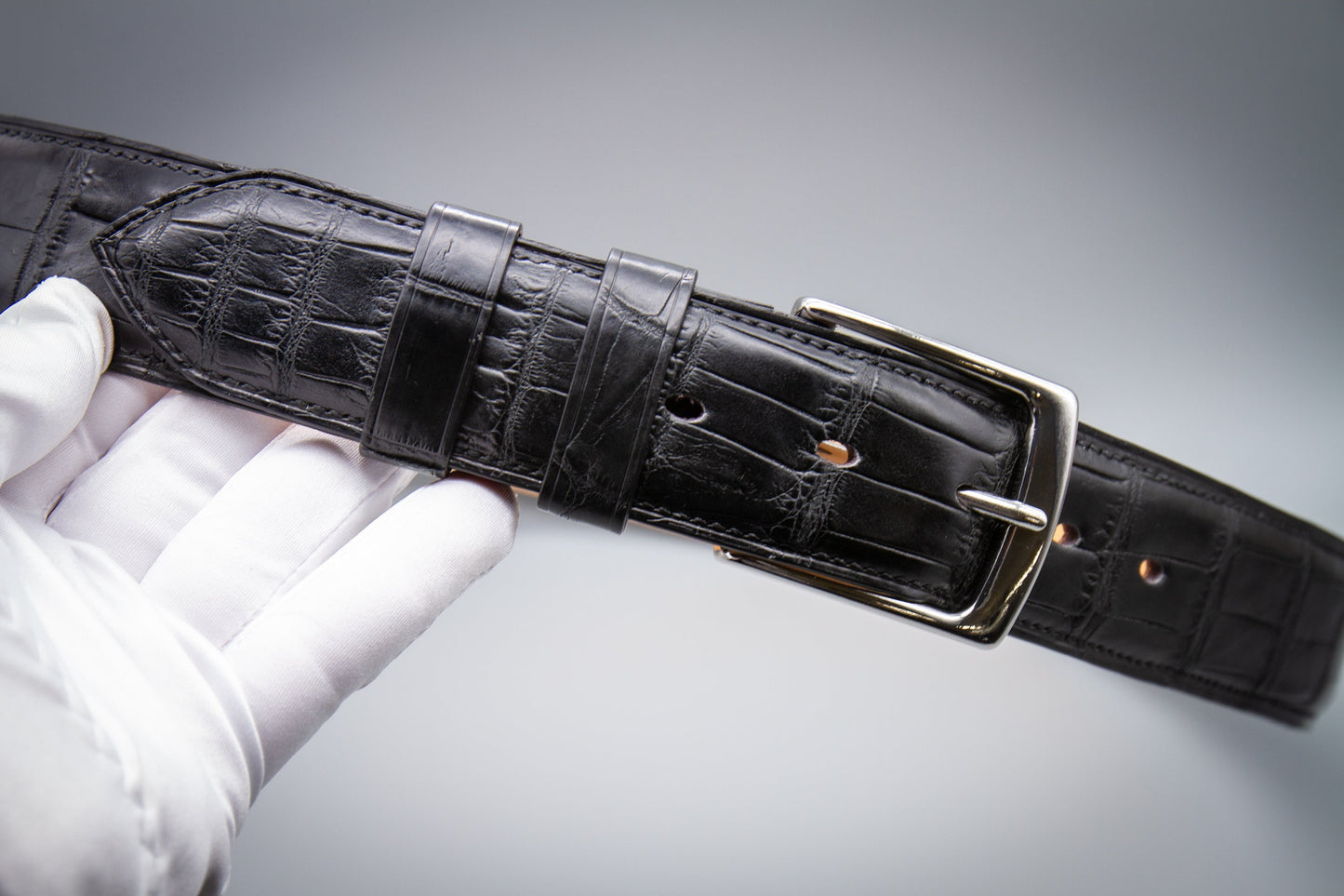 Alligator Leather Belt - Black
