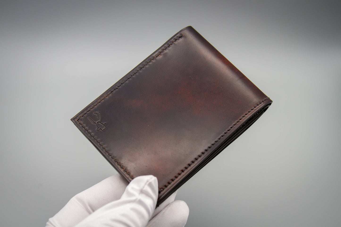 Marbled Horween Shell Cordovan Bifold Wallet - Black Fire