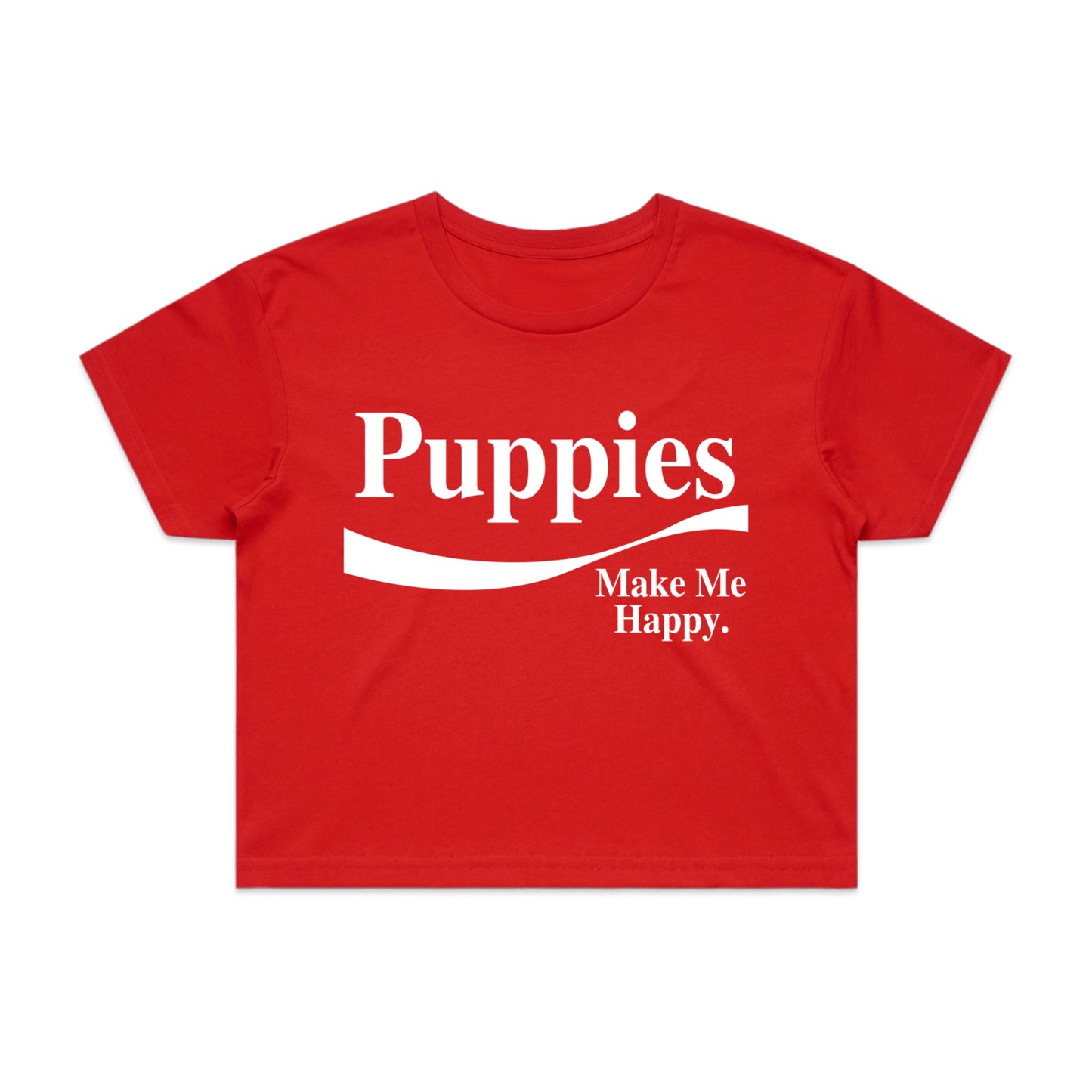 Enjoy Puppies Make Me Happy Crop Tee | Gift for Dog Lovers | Made in USA