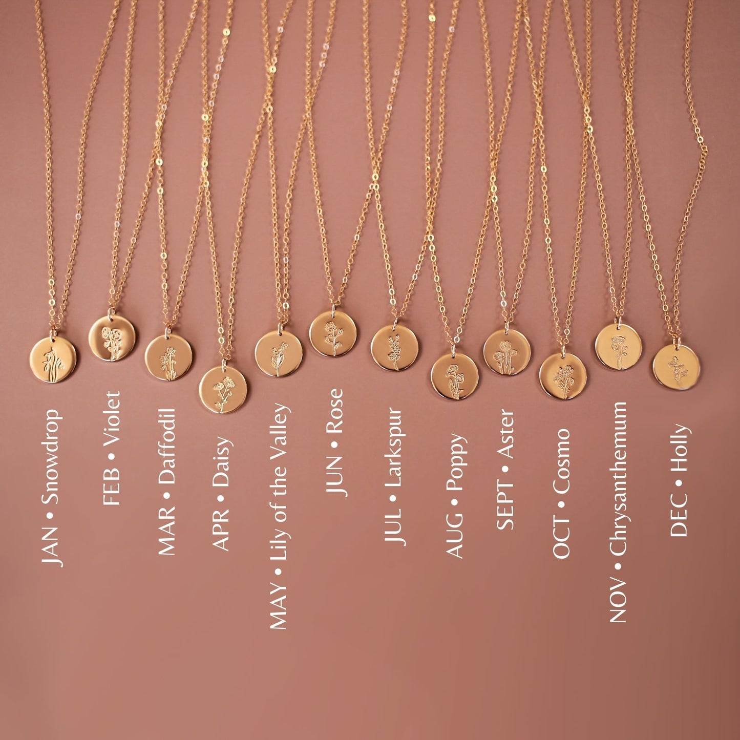 June Birth Flower Necklace • Rose