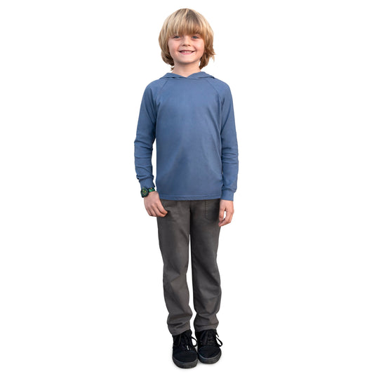 Boys Soft 100% Cotton Medium-Weight Long Sleeve Hooded Tee With Cuffs | Red
