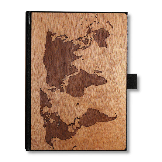 Handcrafted Wooden Journal / Planner (Laser-Engraved World Map)
