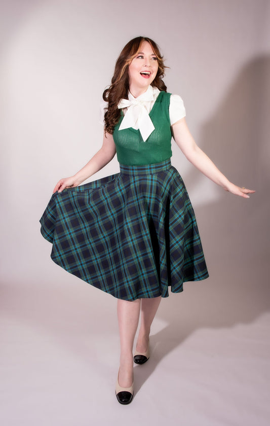 Haute Circle Skirt - Flannel, Blue & Teal Plaid