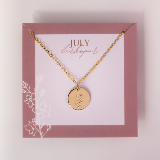 July Birth Flower Necklace • Larkspur