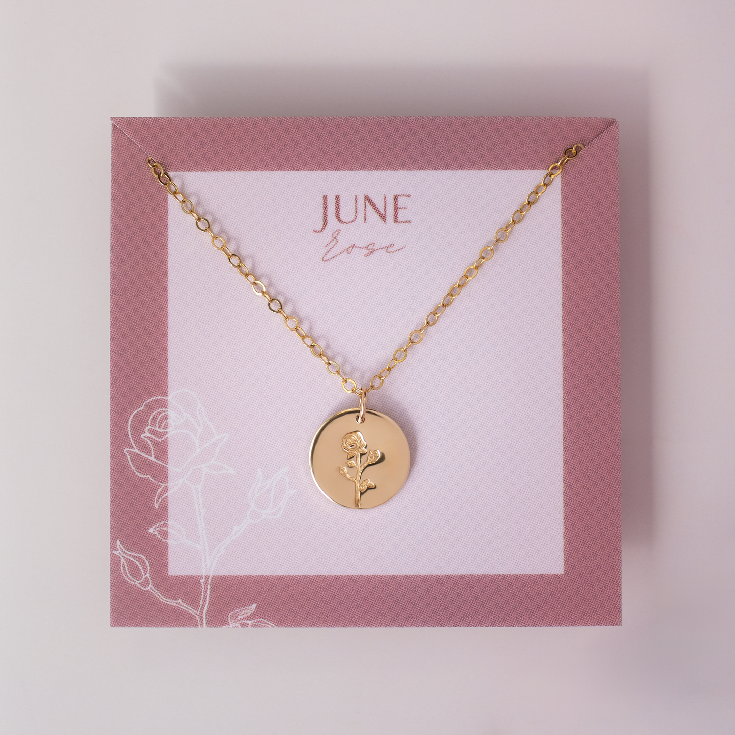 June Birth Flower Necklace • Rose