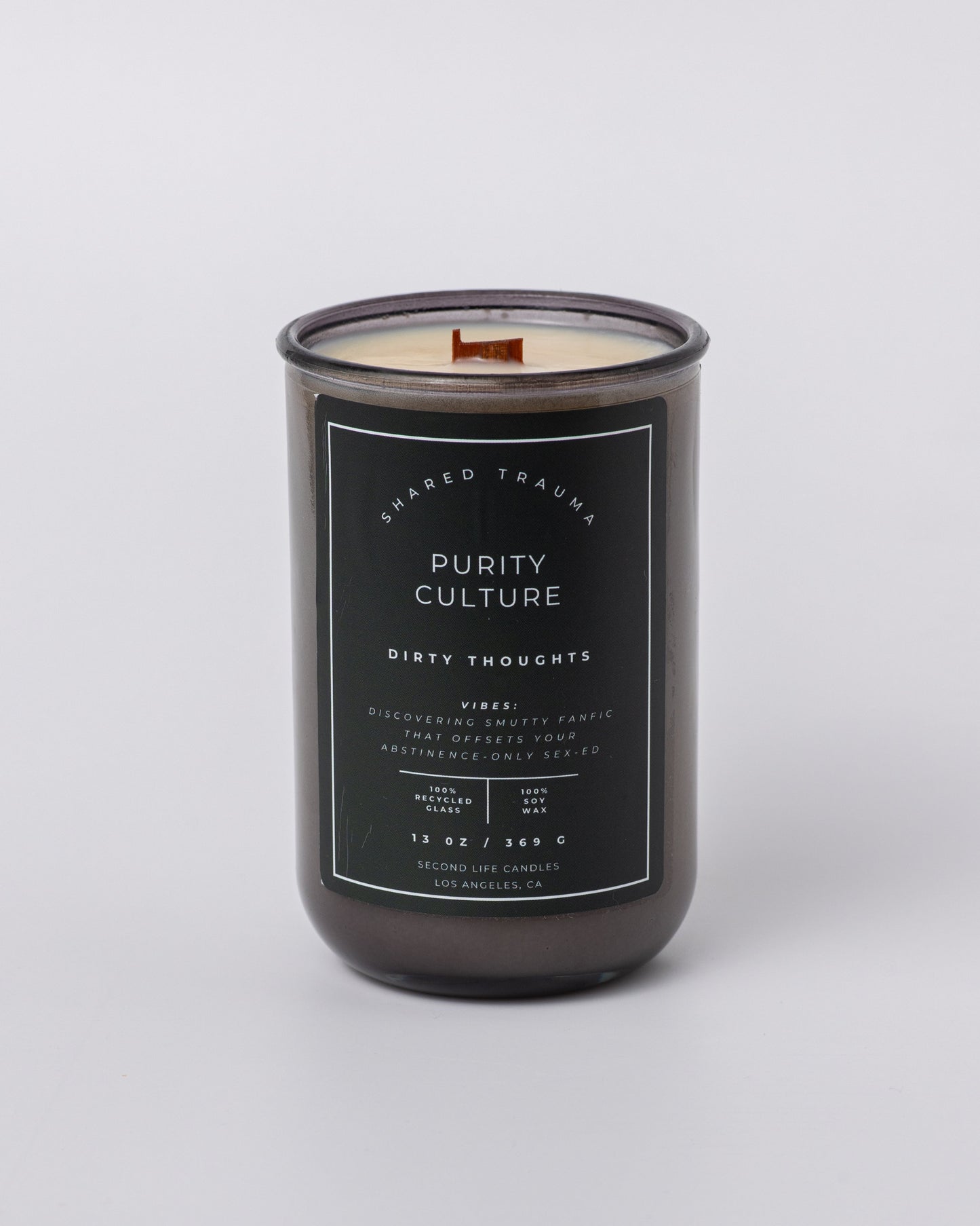 Shared Trauma Candles - Purity Culture - 13 Oz Crackling Wood Wick - Lavender & Smoked Vanilla