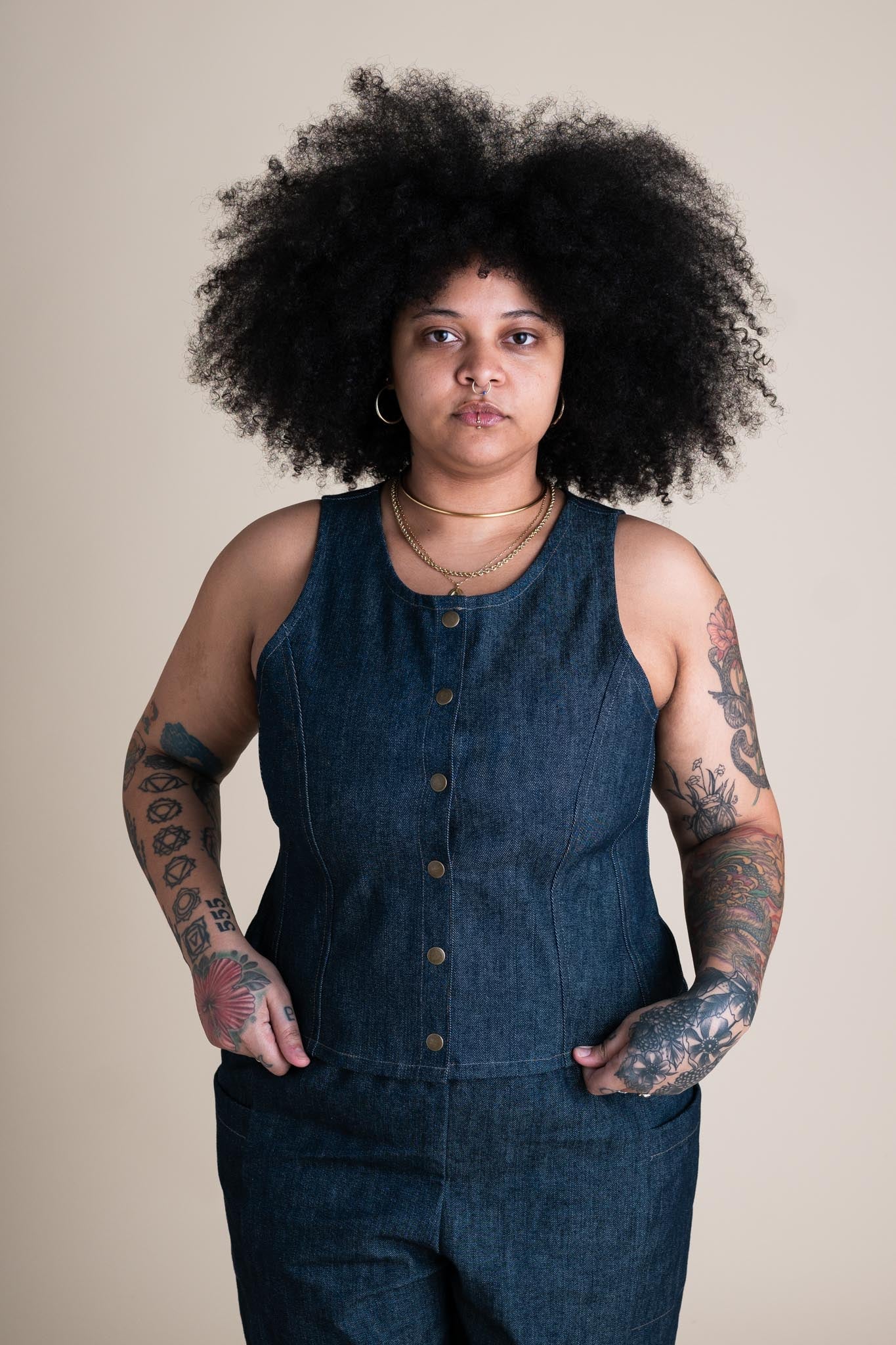 Katherine Vest (Updated) in Cone Denim