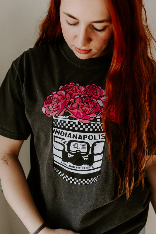 Indy 500 Popcorn Peony Tin T-Shirt