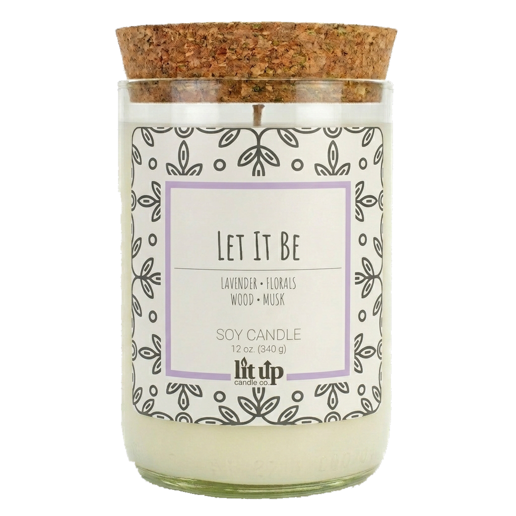Let It Be 12 oz. soy candle in upcycled wine bottle | Lavender, Florals, Musk