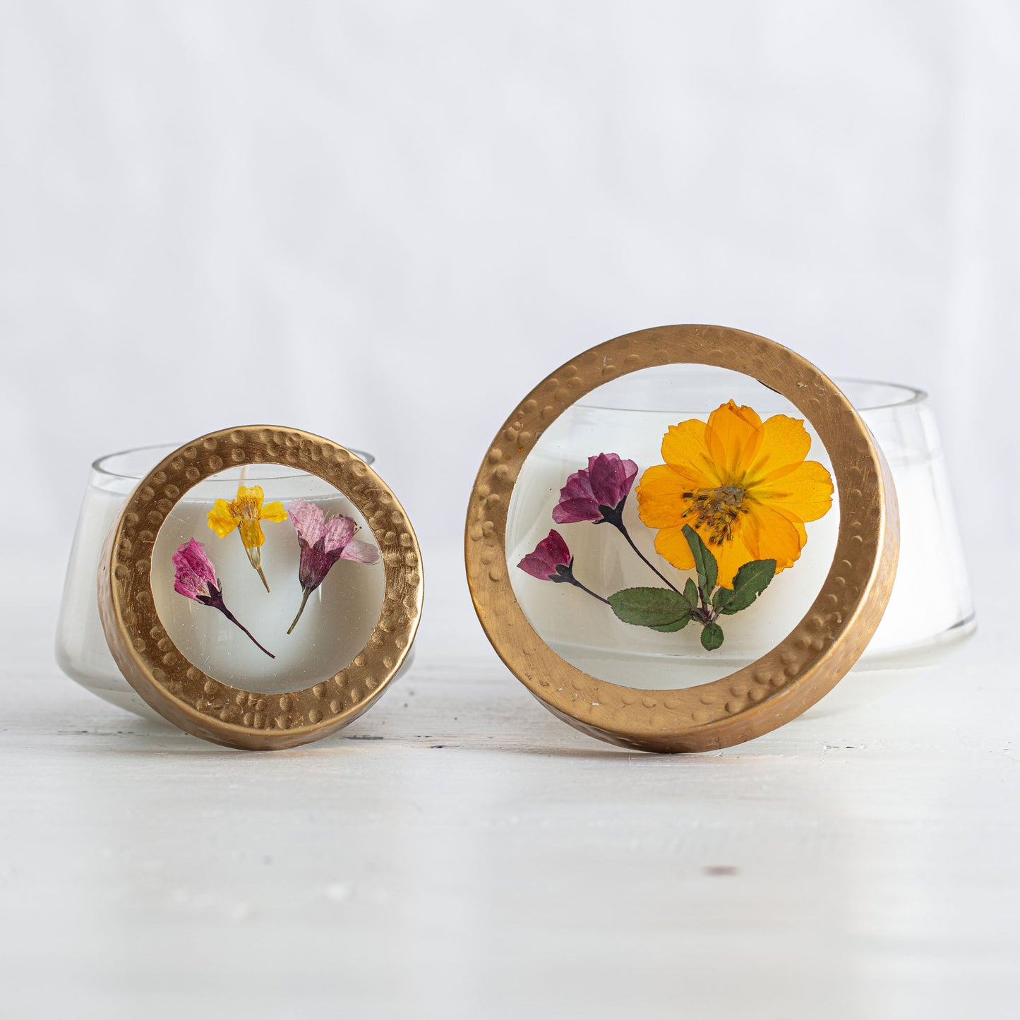 Lemon Blossom Medium Pressed Floral Candle