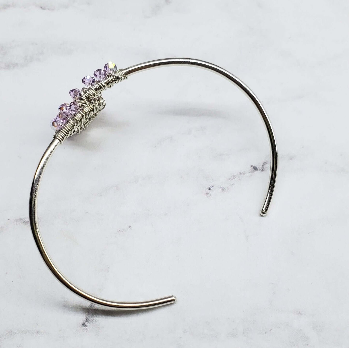 Lavender Crystal Cancer Ribbon Awareness Bangle