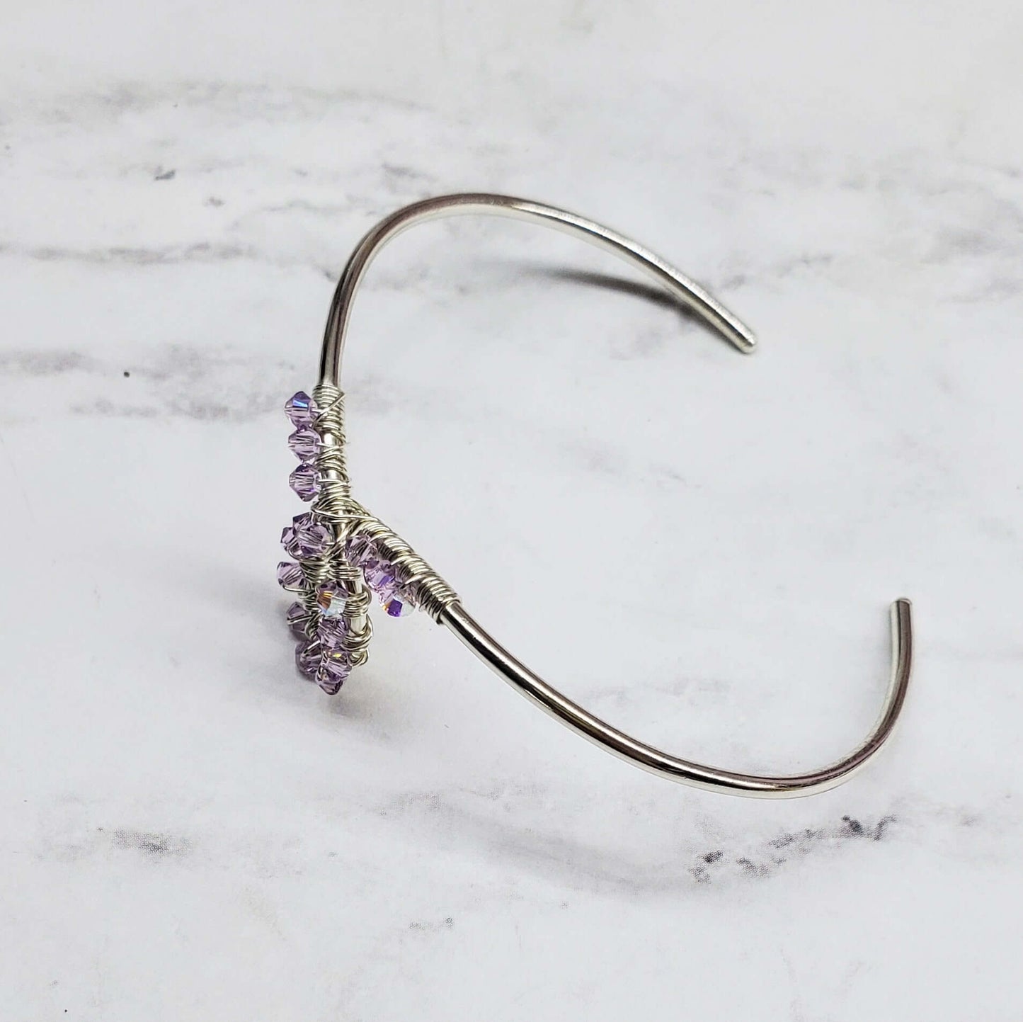 Lavender Crystal Cancer Ribbon Awareness Bangle