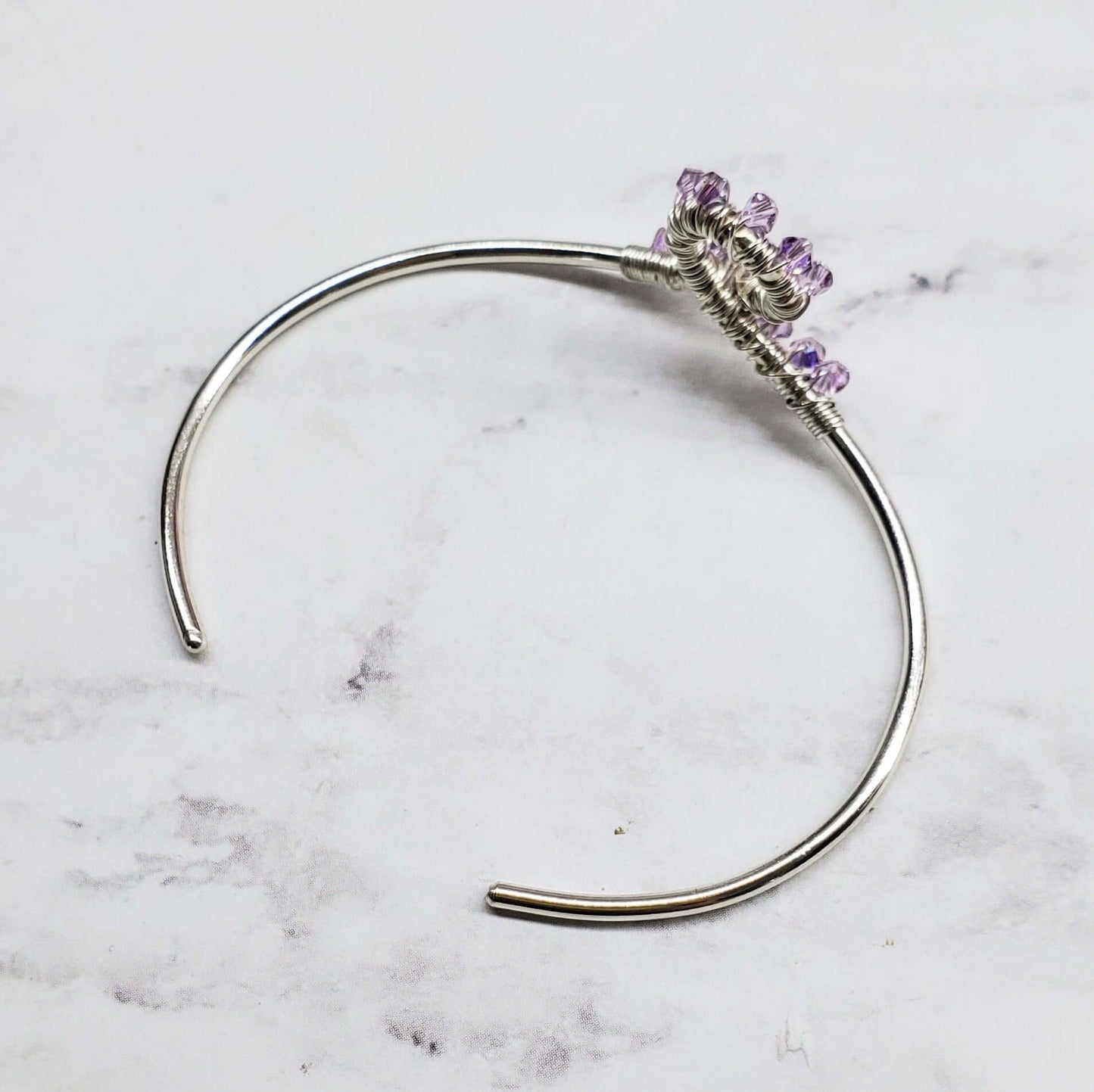 Lavender Crystal Cancer Ribbon Awareness Bangle