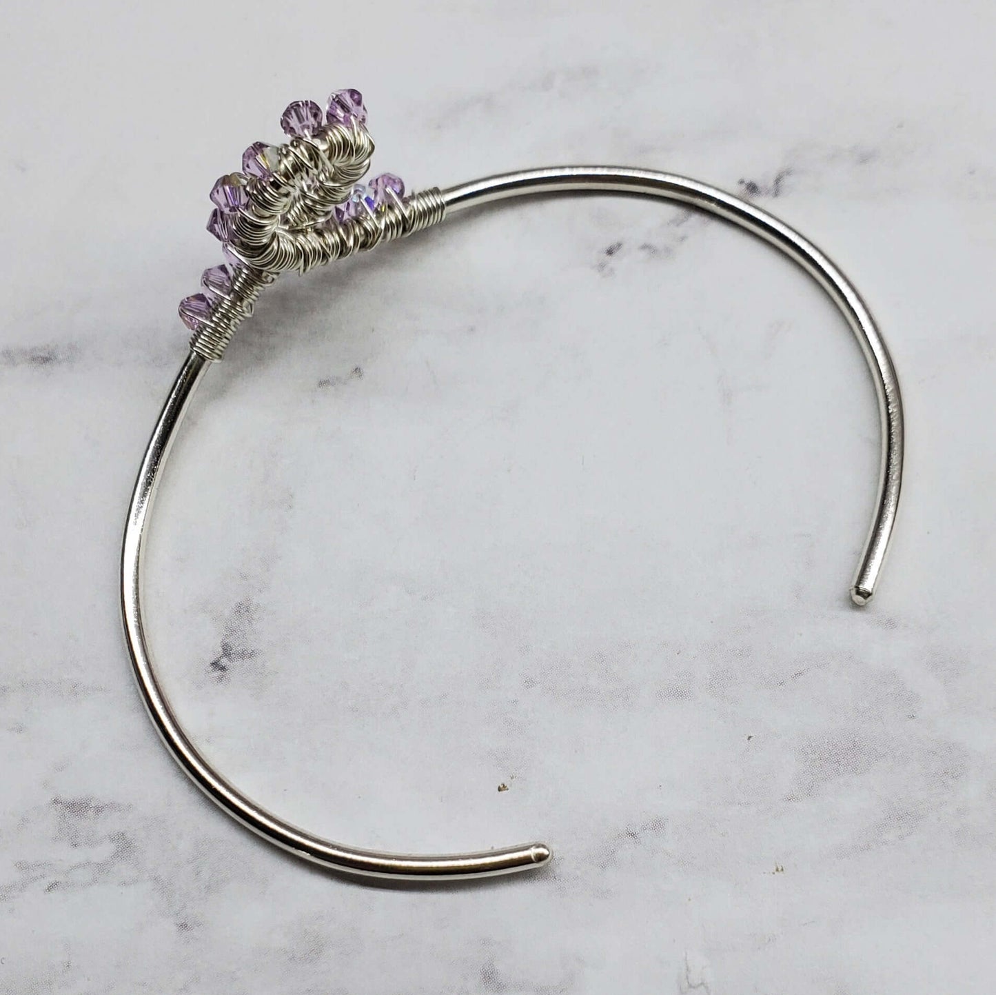 Lavender Crystal Cancer Ribbon Awareness Bangle