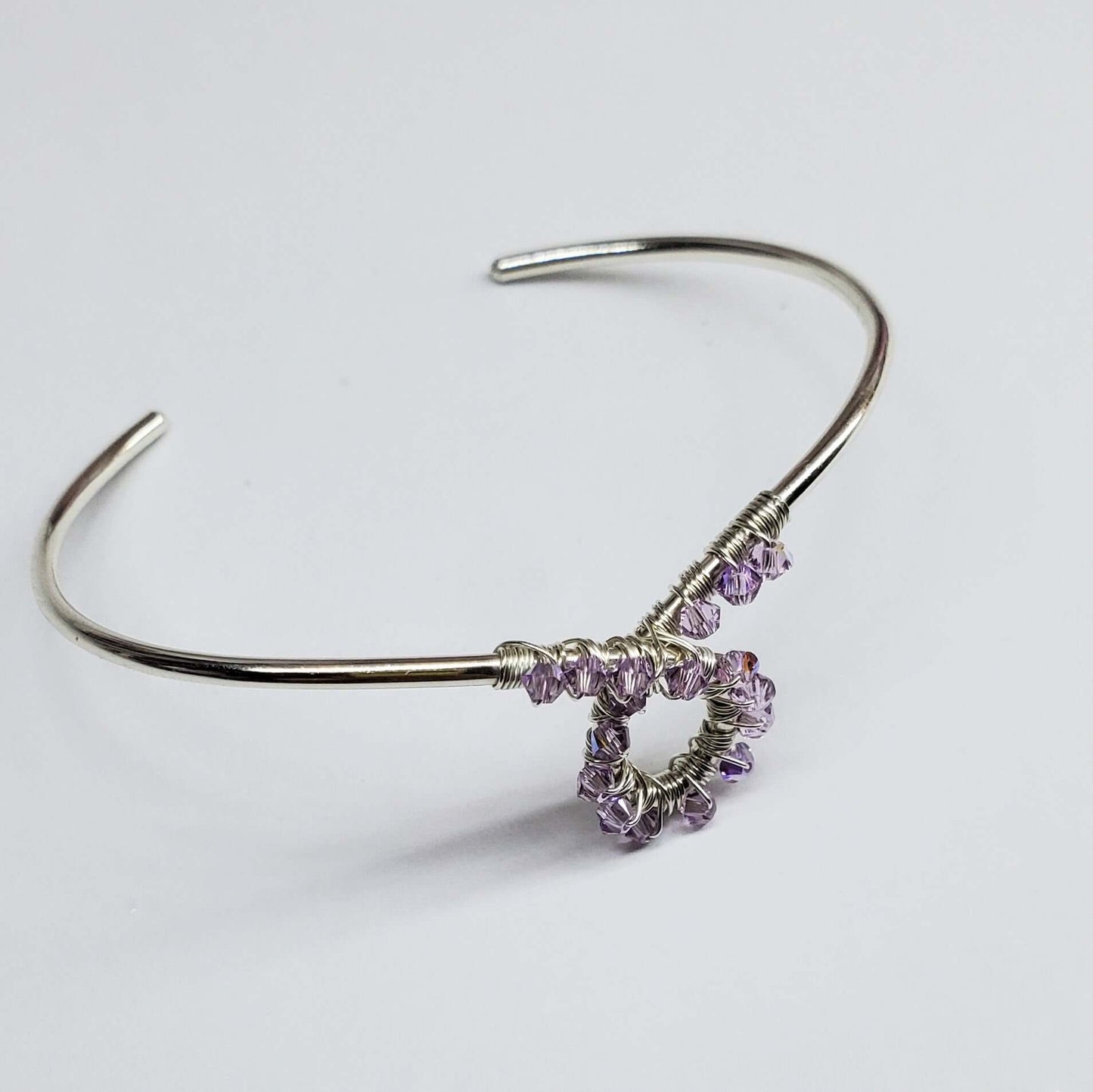 Lavender Crystal Cancer Ribbon Awareness Bangle