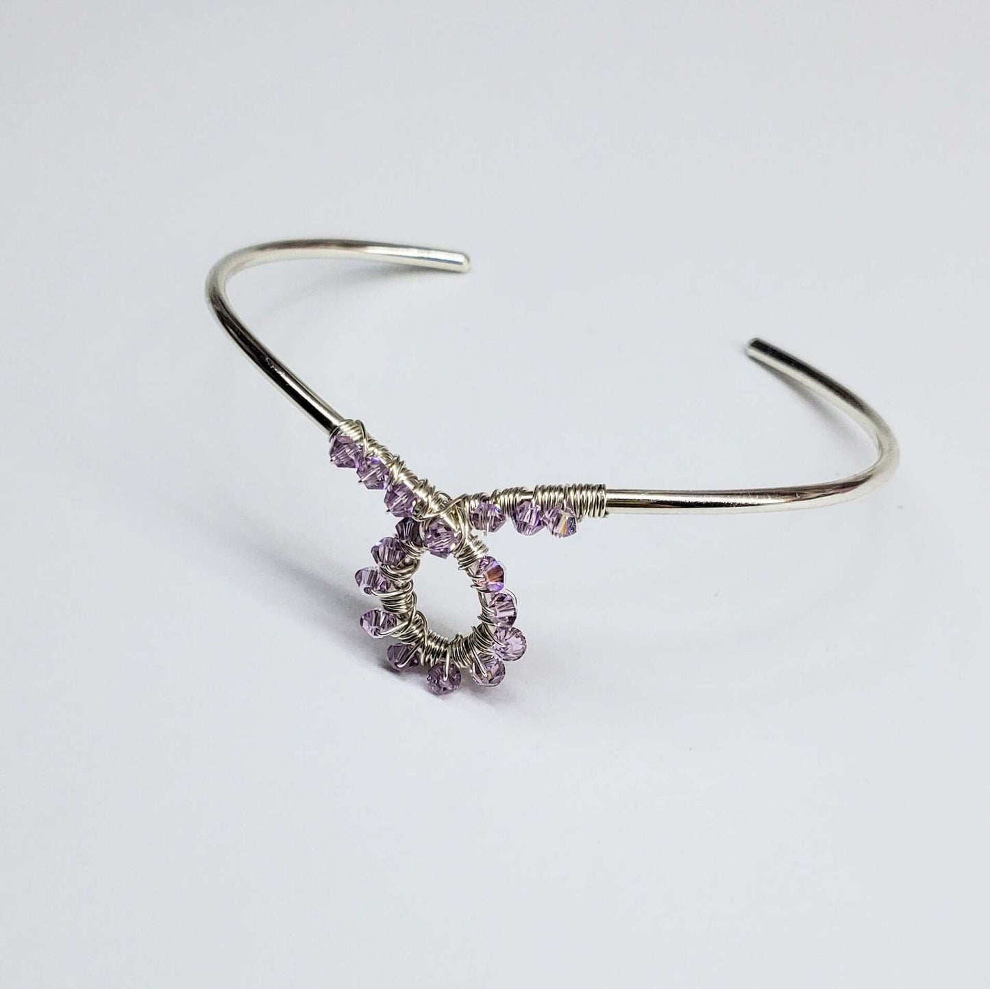 Lavender Crystal Cancer Ribbon Awareness Bangle