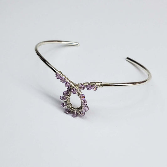 Lavender Crystal Cancer Ribbon Awareness Bangle