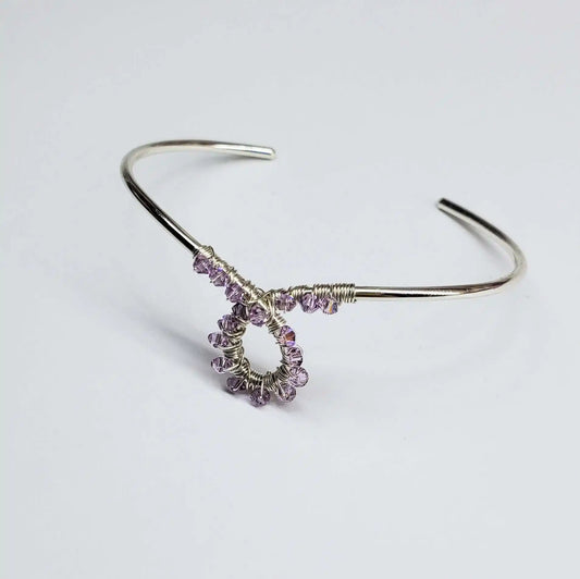 Lavender Crystal Cancer Ribbon Awareness Bangle