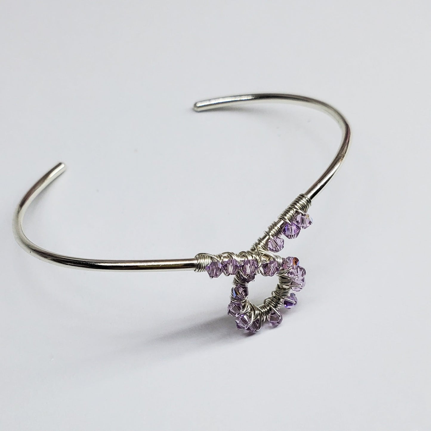 Lavender Crystal Cancer Ribbon Awareness Bangle