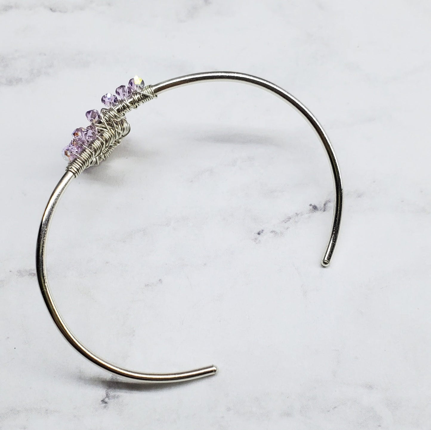 Lavender Crystal Cancer Ribbon Awareness Bangle