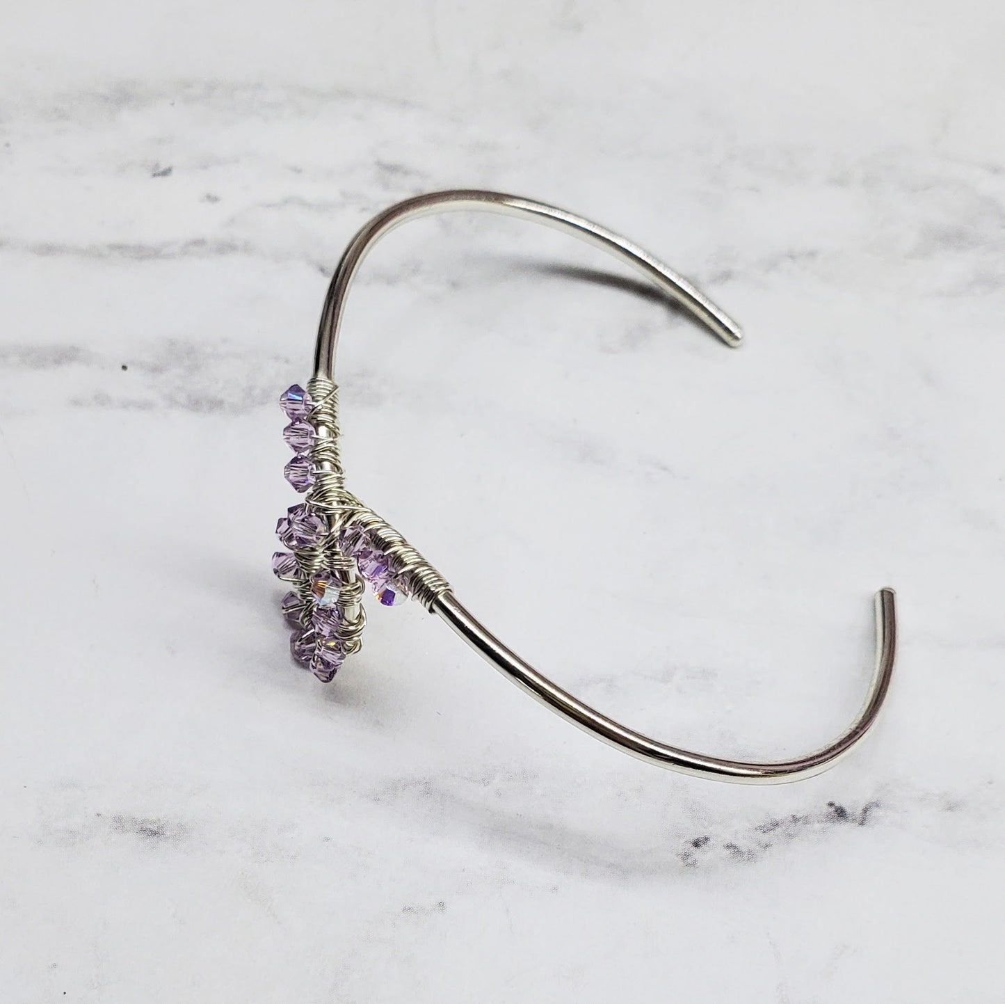 Lavender Crystal Cancer Ribbon Awareness Bangle