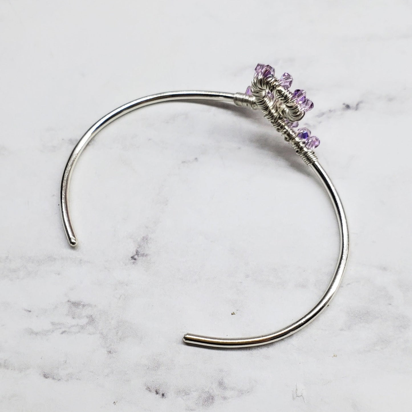Lavender Crystal Cancer Ribbon Awareness Bangle