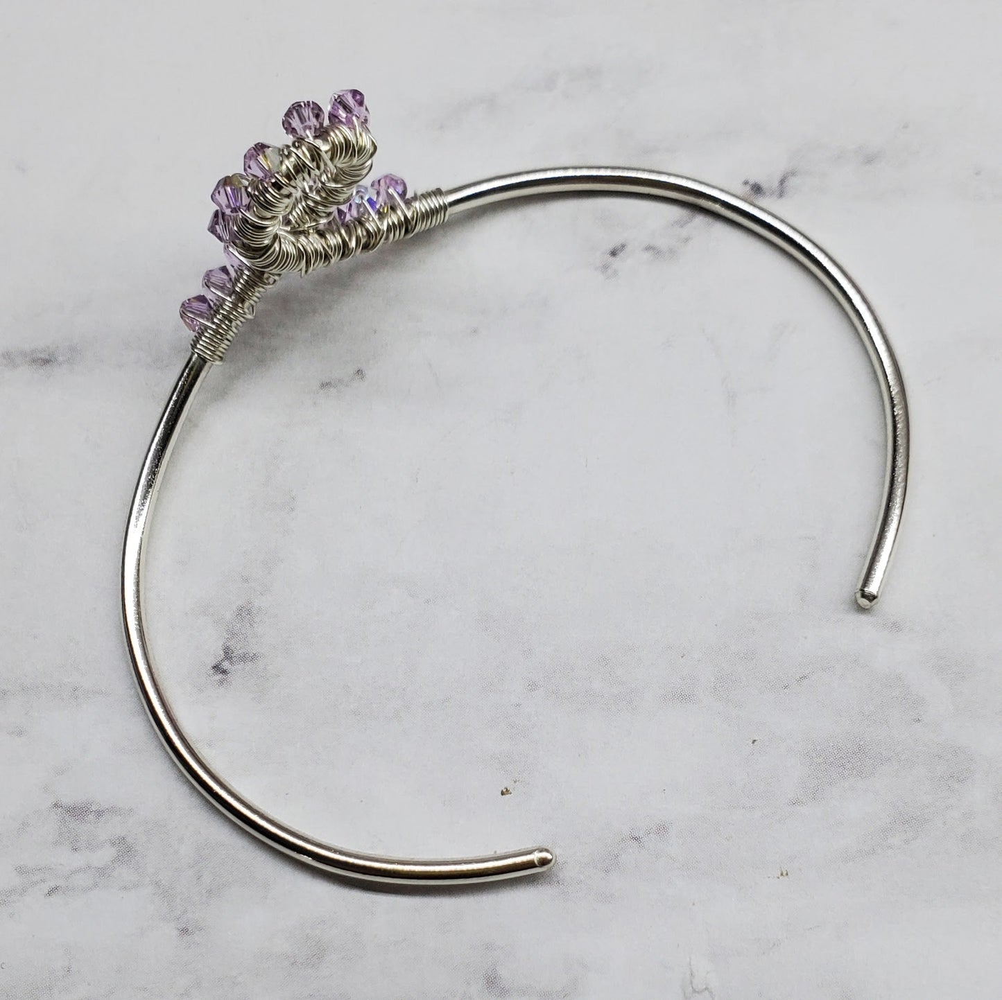 Lavender Crystal Cancer Ribbon Awareness Bangle