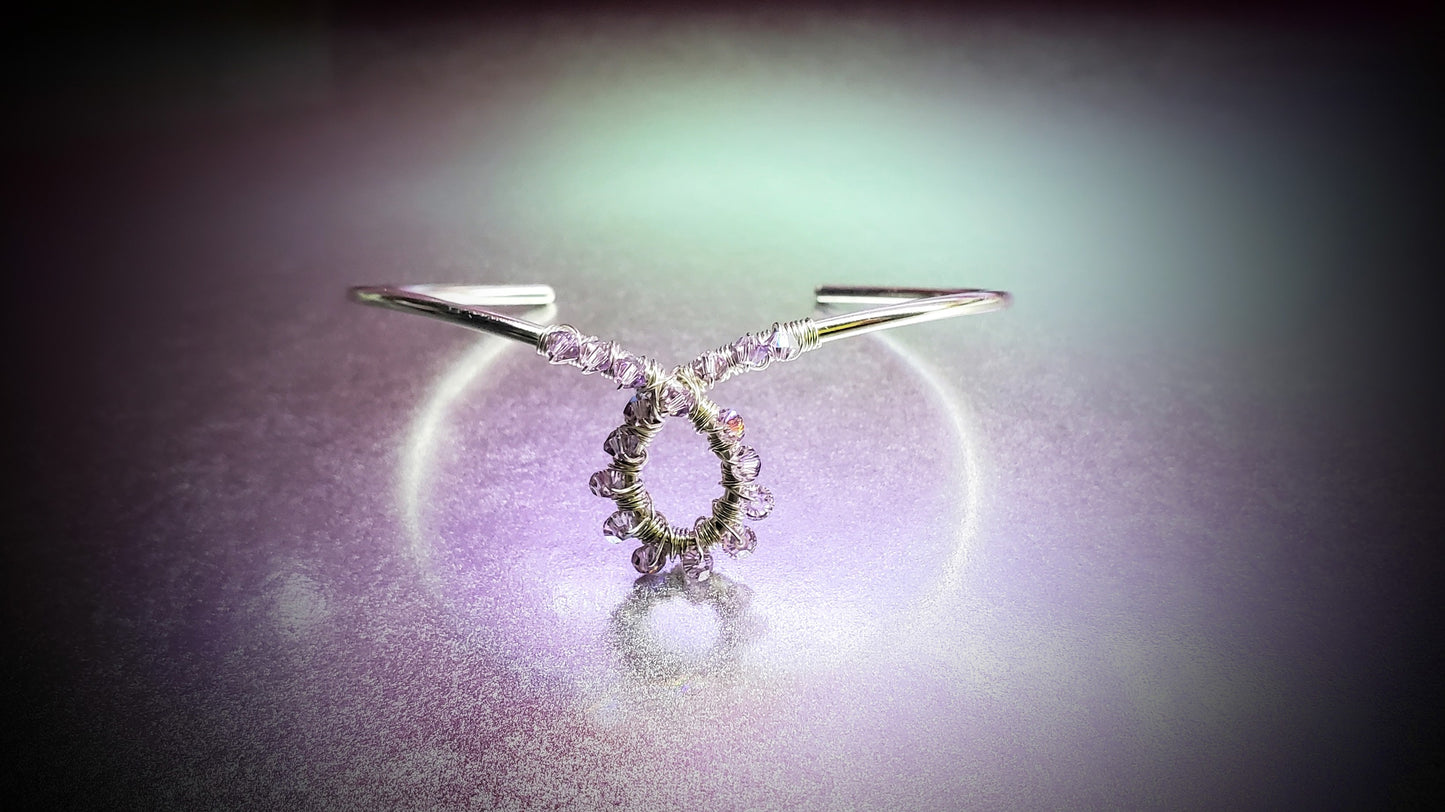 Lavender Crystal Cancer Ribbon Awareness Bangle