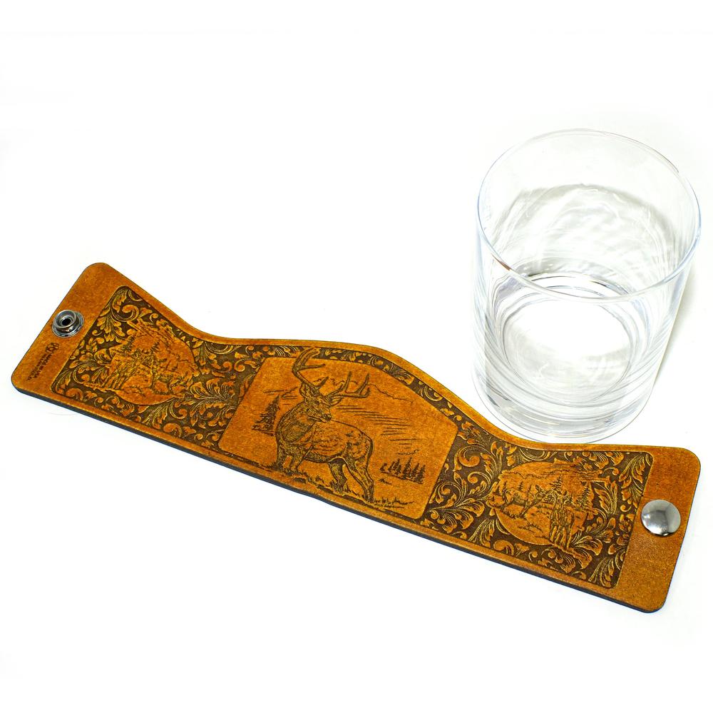 Handcrafted Leather Wrapped Whiskey Glass | Whitetail Deer
