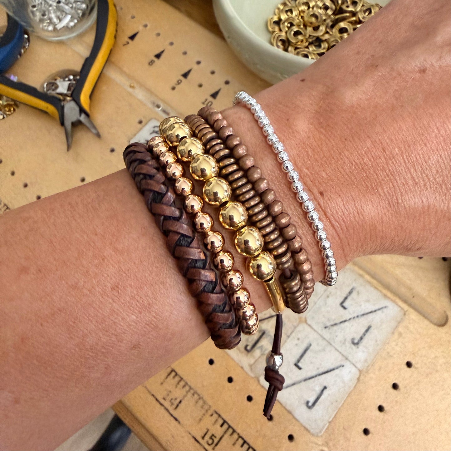 Max Unisex Brown Braided Leather Bracelet with Magnetic Clasp
