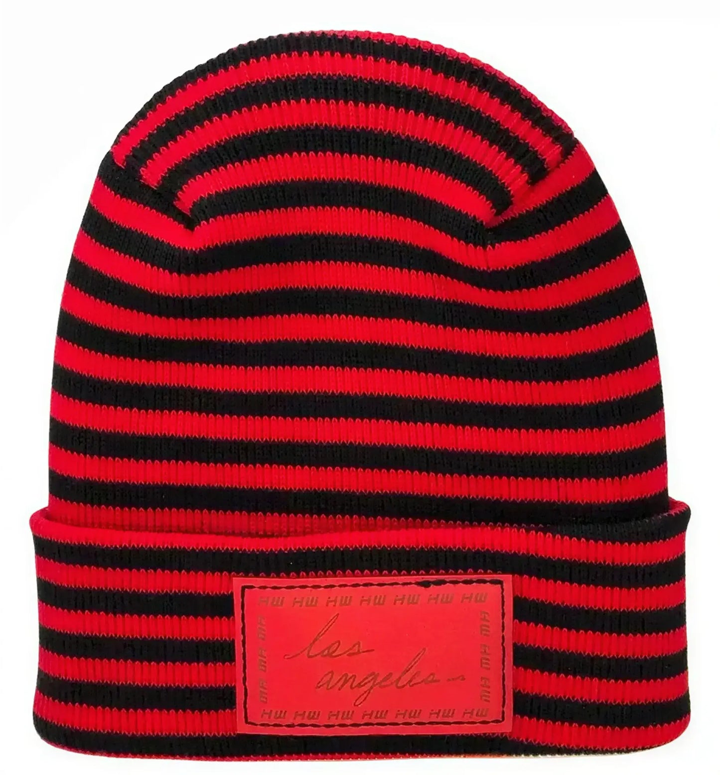 Los Angeles Beanie, H Stitch Beanie, Black and Red RoRo