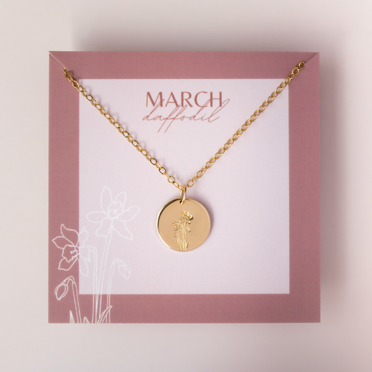March Birth Flower Necklace • Daffodil