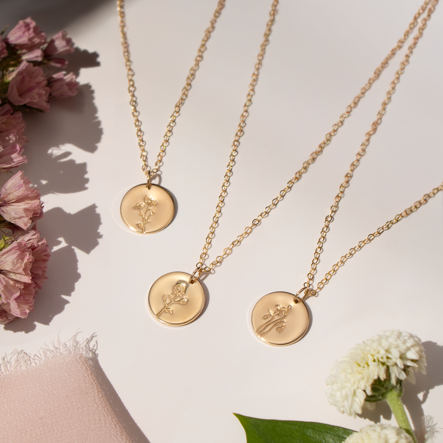 June Birth Flower Necklace • Rose
