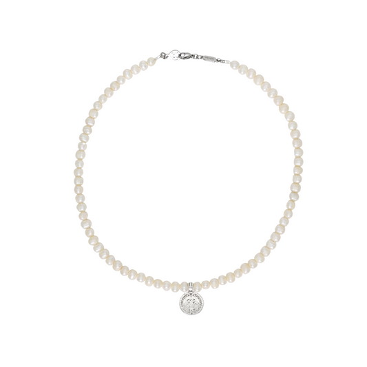 White Pearl Coin Necklace