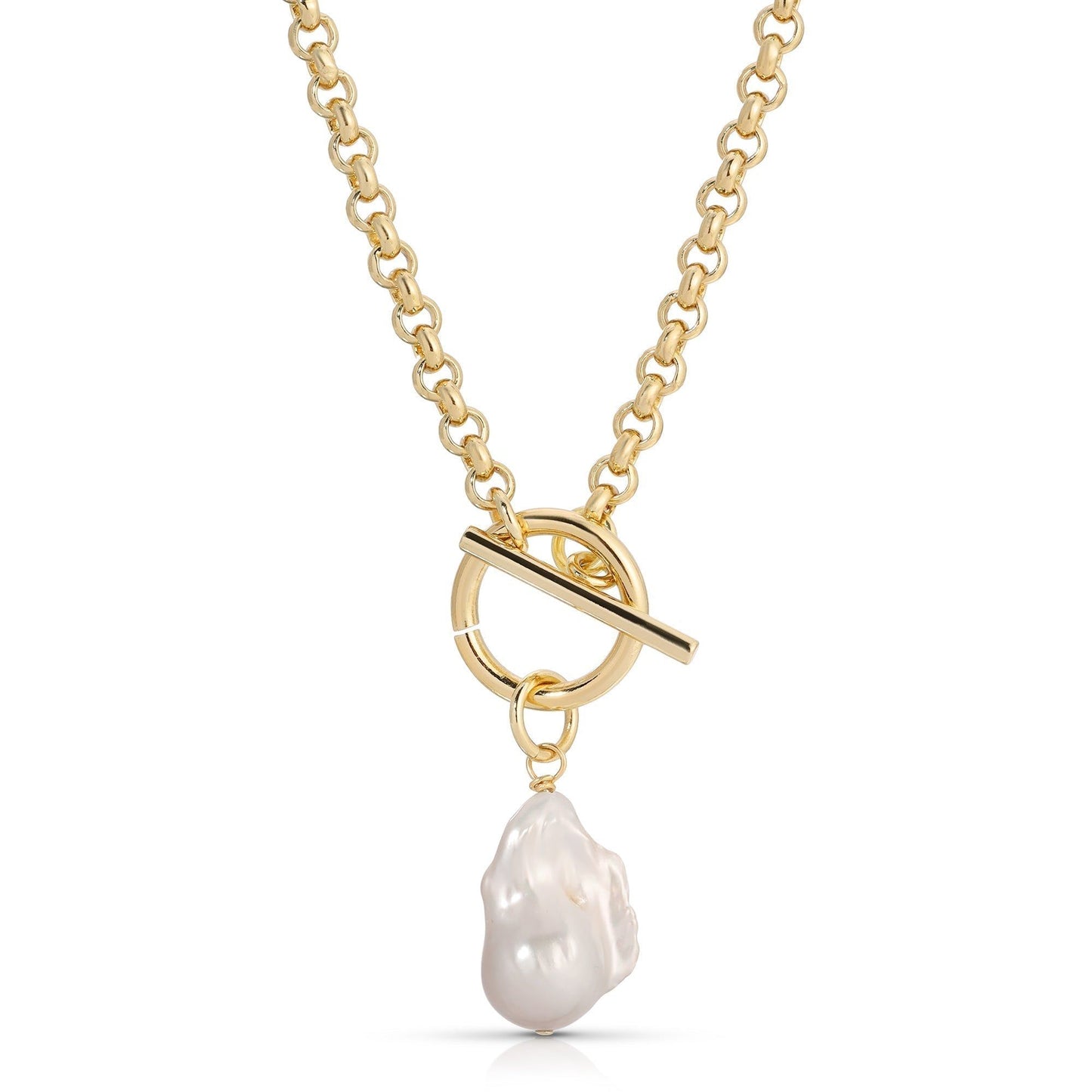 Micro Royal Toggle & Xl Baroque Pearl Pendant Necklace