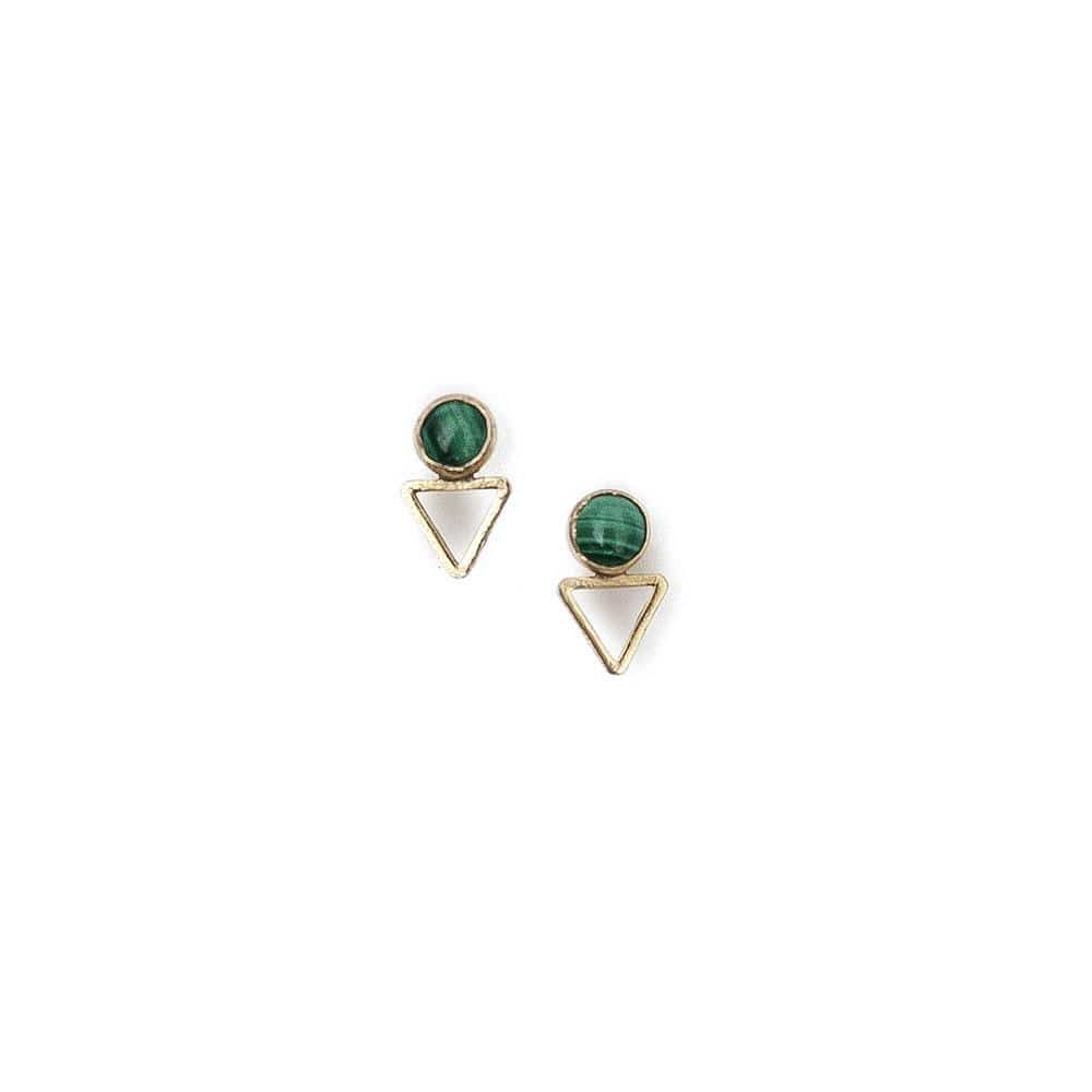 Tiny Elder Studs in Malachite