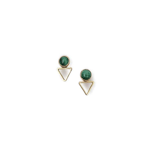 Tiny Elder Studs in Malachite