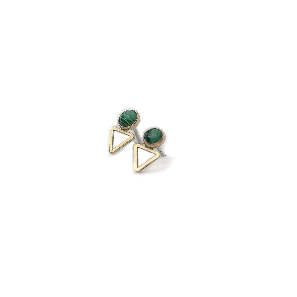 Tiny Elder Studs in Malachite
