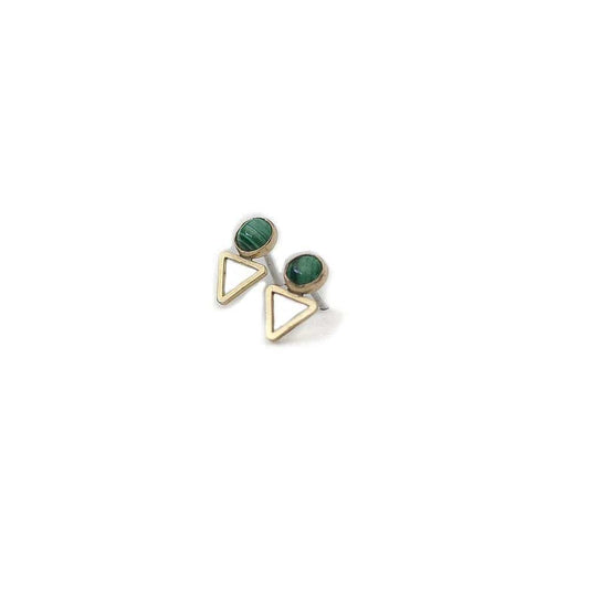 Tiny Elder Studs in Malachite