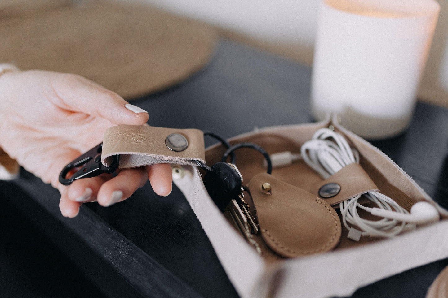 Leather Tactical Keychain