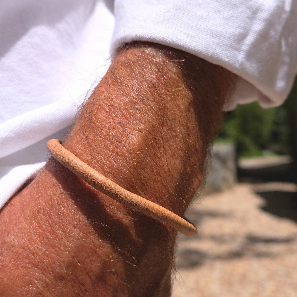Men's Tan Leather Bracelet w Magnetic Clasp