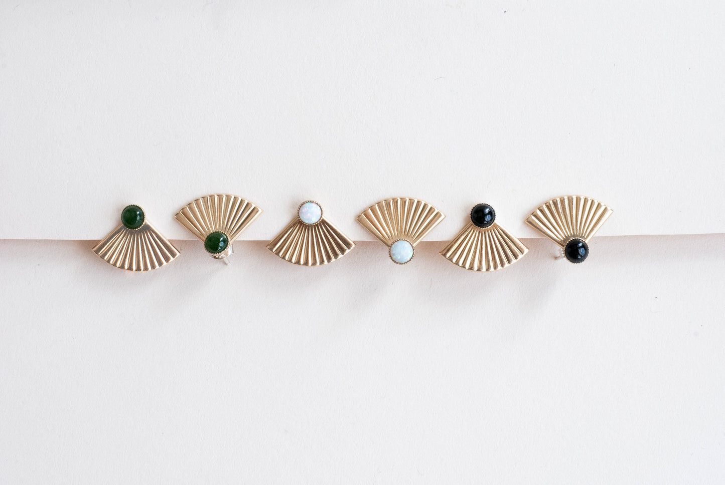 Mini Pleat Jacket Earrings with Onyx Studs