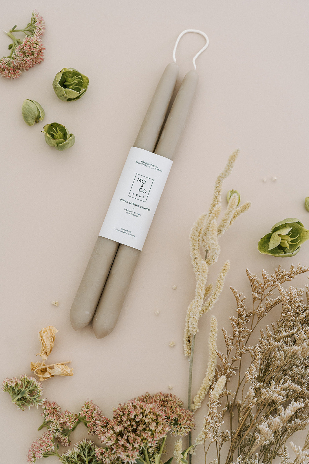 Clay | Dipped Beeswax Taper Candles