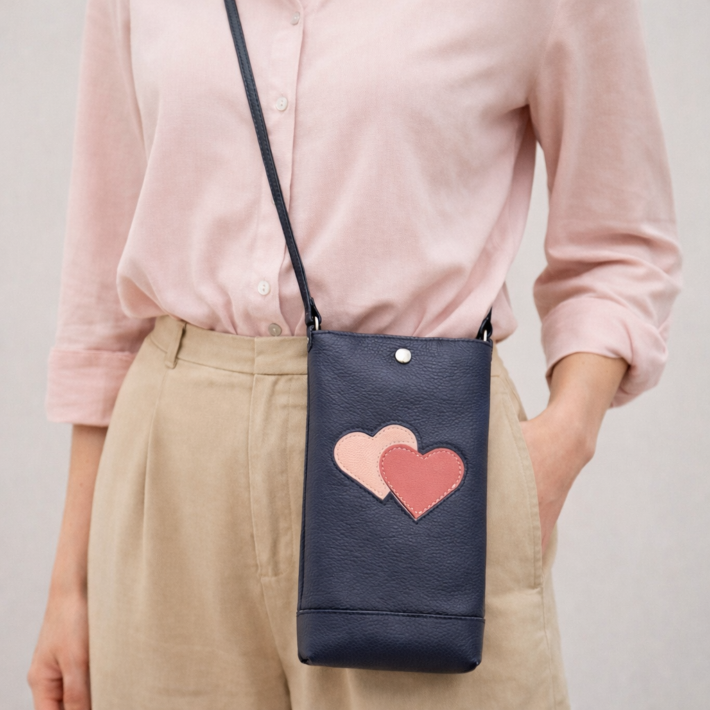 Phone Pouch in Hearts, Shadow (RTS)