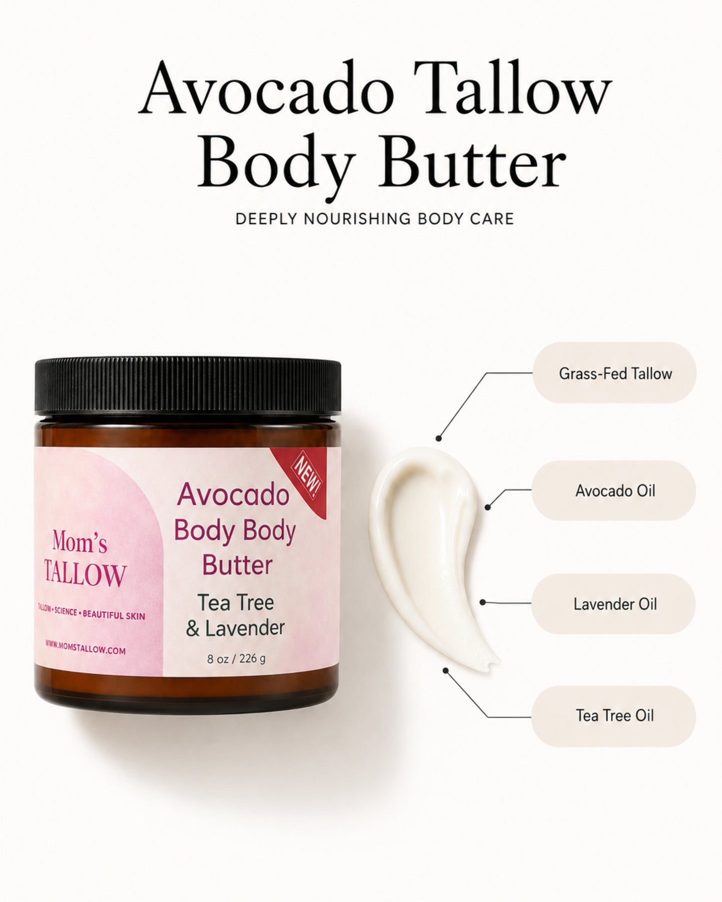 Avocado Tallow Body Butter (8 oz)
