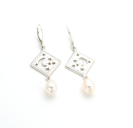 Moon and Star Drop earrings
