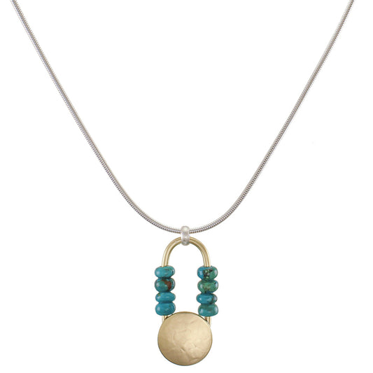 Disc with Oval Ring with Turquoise Beads Necklace
