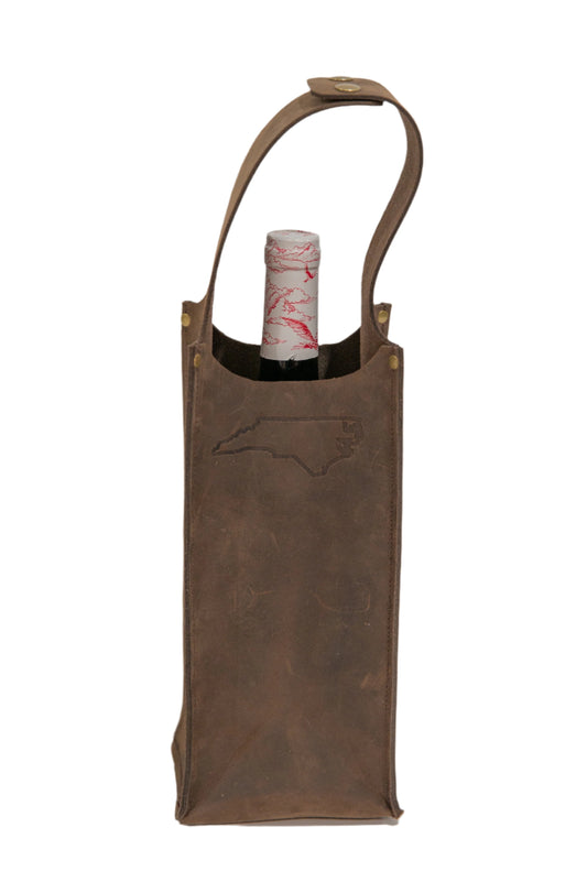 Leather Wine Tote Bag